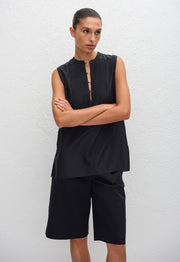 Sleeveless Pintuck Tunic - Black - Matteau